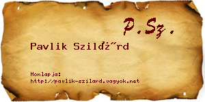 Pavlik Szilárd névjegykártya